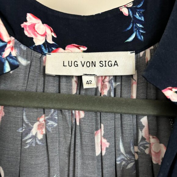 Lug Von Siga Maxi Blue w/ Pink Floral Dress - Size 42FR/US10 - Picture 5 of 16